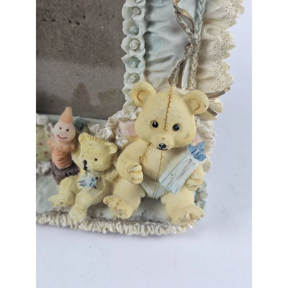 Children's Teddy Bears Quilted Foral Ceramic Picture Frame 2.25